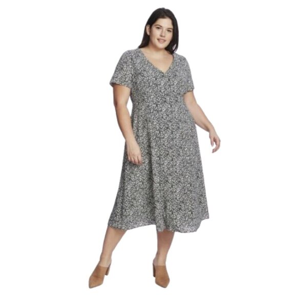 Women's Plus 14W 1. State Neo Renaissance Floral Midi Dress - Picture 1 of 8